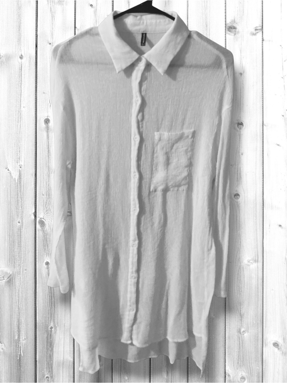 🌹PrettyLittleThing White Crinkle Button-Down Shirt Tunic